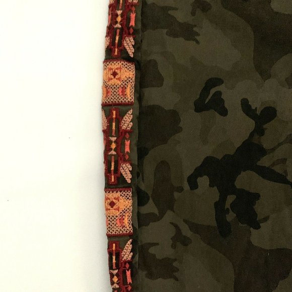 Driftwood Jackie Jeans Size 25 Camo Green-Brown Skinny with Orange Aztec Stripe - Picture 5 of 10